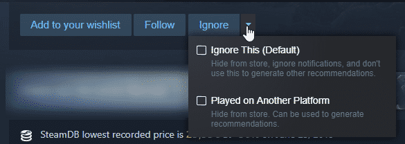 Steam Ignore Games