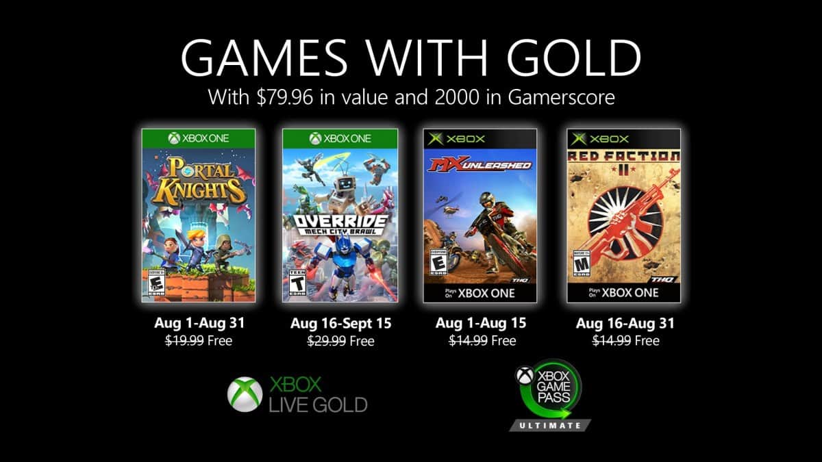 Here’s Your Xbox Games With Gold August 2020 Lineup