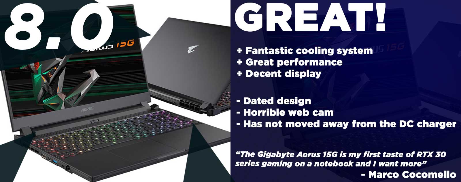 Gigabyte Aorus 15G RTX 3070 Gaming Notebook Review