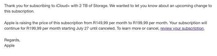 Apple iCloud Storage South Africa